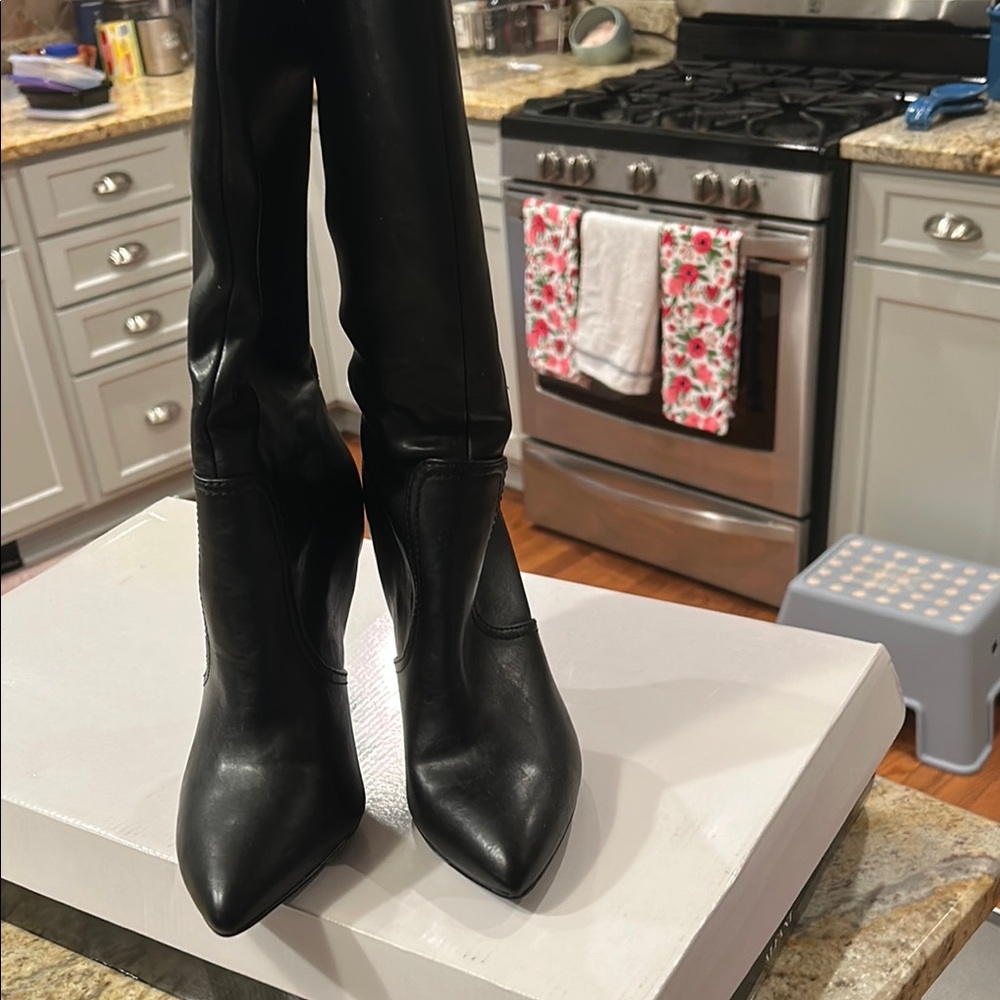 Alfani Black Heeled Boots with Stiletto Heel and Pointed Toe